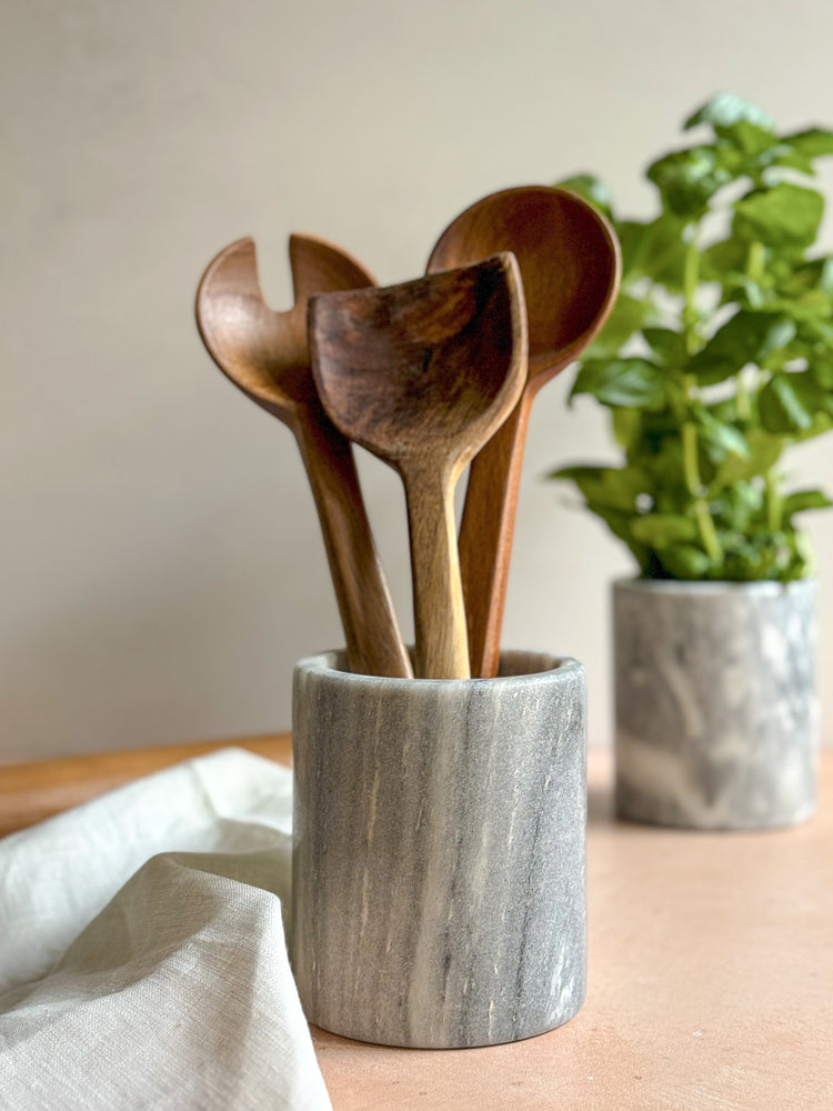 French Kitchen Marble Utensil Holder | Kitchen Countertop Basil Pot Holder | Multipurpose Marble Holder | Housewarming Gift